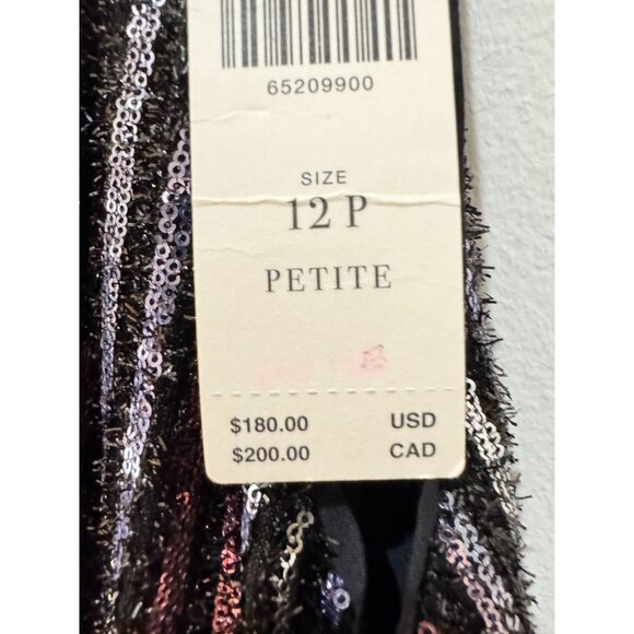 Maeve By Anthropologie Black Multi-Color Sequin Striped Halter Jumpsuit Size 12P - Picture 7 of 10